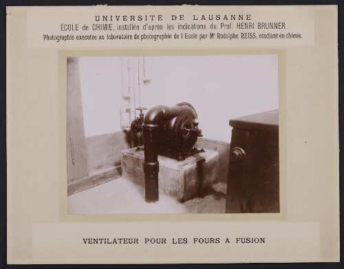 Ventilateur pour les fours à fusion, Université de Lausanne
