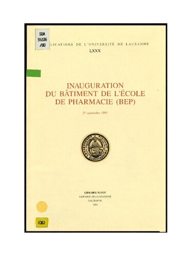 Inauguration du Bâtiment de l’Ecole de Pharmacie (BEP), 11 septembre 1991