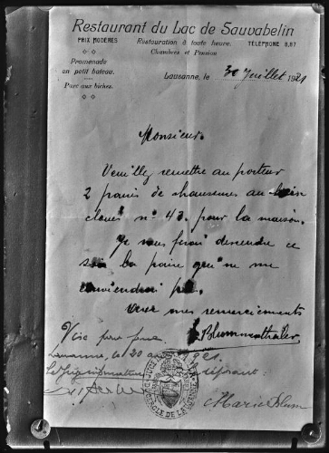 Pièces visées pour faux. Lettres signées Blumenthaler, Marie Blum, A. Millet (2 reproductions)