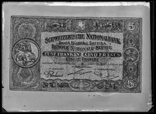 Faux billet Banque Nationale Suisse 5 fr. (Avenches)